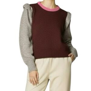 Vigoss colorblock sweater Burgundy Pink Tan Size L